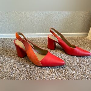 Red Leather & Suede Naturalizer's- WORN ONCE👠